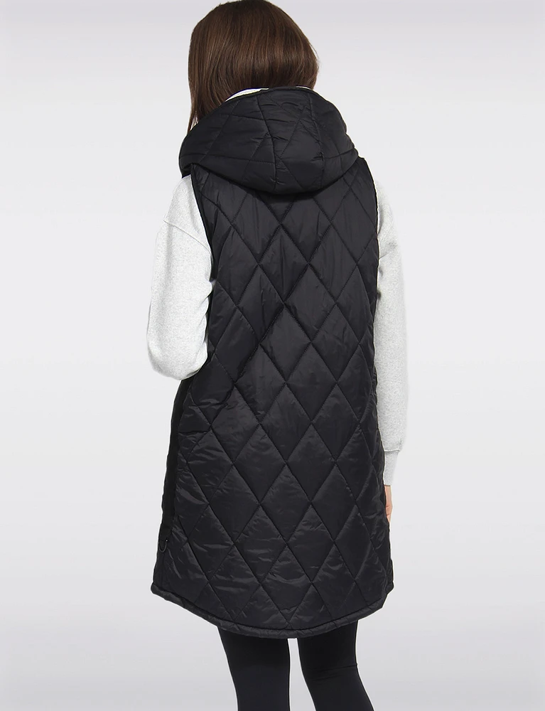 Breathe-Tech Vegan Puffer Vest With Hood & High-Low Hemline by Saki