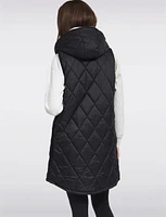 Breathe-Tech Vegan Puffer Vest With Hood & High-Low Hemline by Saki