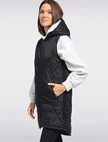 Breathe-Tech Vegan Puffer Vest With Hood & High-Low Hemline by Saki