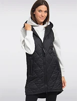 Breathe-Tech Vegan Puffer Vest With Hood & High-Low Hemline by Saki