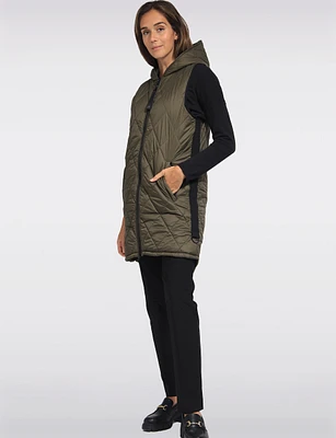 Breathe-Tech Vegan Puffer Vest With Hood & High-Low Hemline by Saki