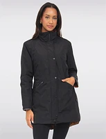 Reversible Quilted & Smooth Hooded Drawstring Waist Water-resistant Coat by Saki