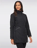 Reversible Quilted & Smooth Hooded Drawstring Waist Water-resistant Coat by Saki