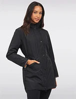 Reversible Quilted & Smooth Hooded Drawstring Waist Water-resistant Coat by Saki