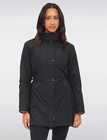 Reversible Quilted & Smooth Hooded Drawstring Waist Water-resistant Coat by Saki