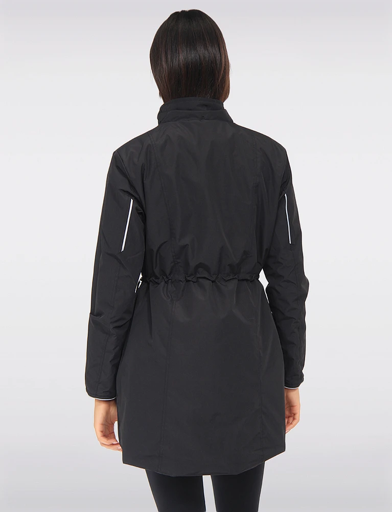 Reversible Quilted & Smooth Hooded Drawstring Waist Water-resistant Coat by Saki