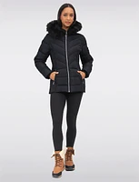 Eco-Down Quilted Short Puffer Coat with Detachable Vegan Faux Fur Trim by Saki