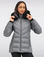 Eco-Down Quilted Short Puffer Coat with Detachable Vegan Faux Fur Trim by Saki