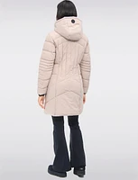 Sleek Long Vegan Polyloft® Quilted Parka Jacket with Detachable Hood by Snoboll