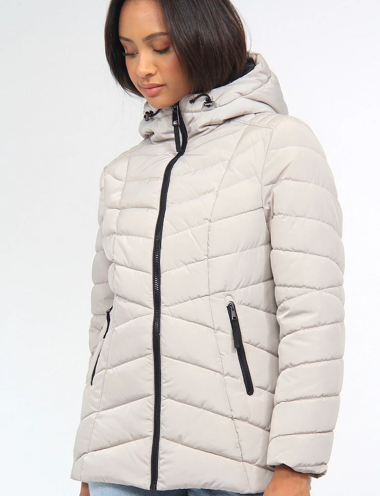 Chic Vegan Quilted Eco-Down Polyloft Hooded Puffer Jacket by Snoboll