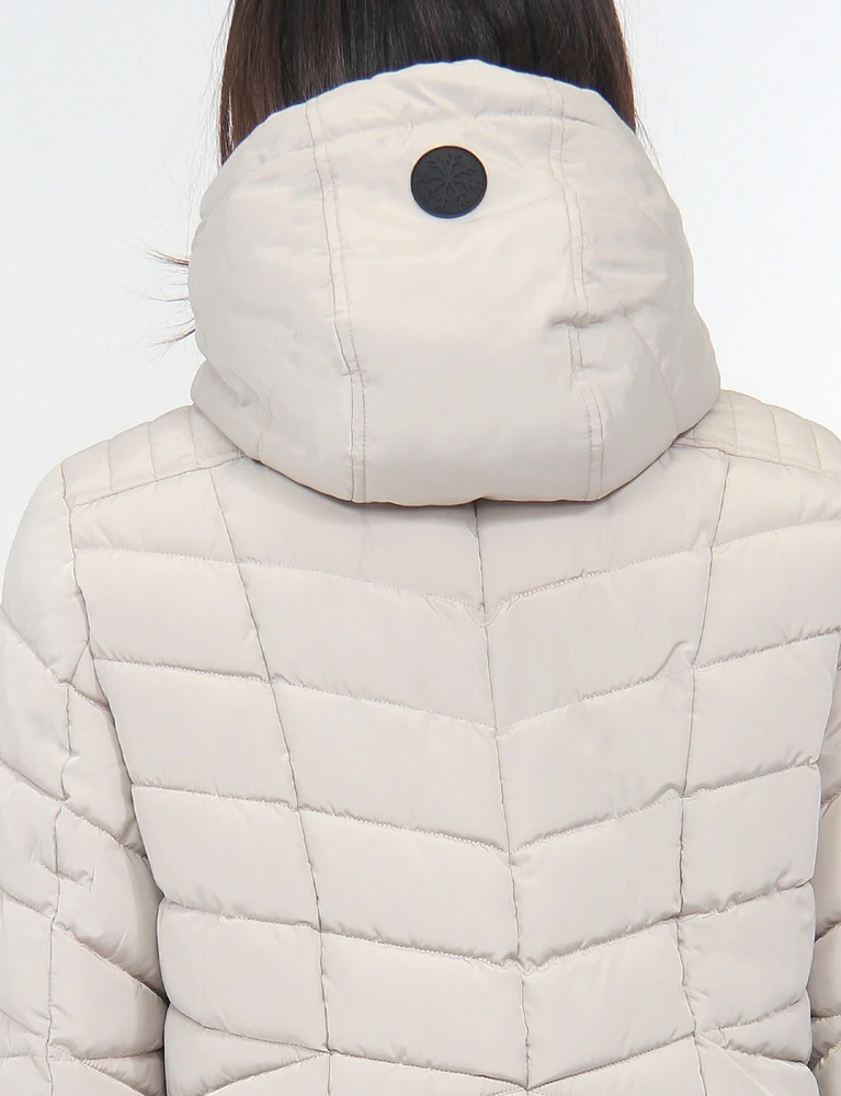 Chic Vegan Quilted Eco-Down Polyloft Hooded Puffer Jacket by Snoboll