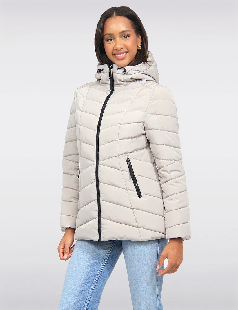 Chic Vegan Quilted Eco-Down Polyloft Hooded Puffer Jacket by Snoboll