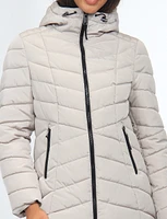 Chic Vegan Quilted Eco-Down Polyloft Hooded Puffer Jacket by Snoboll