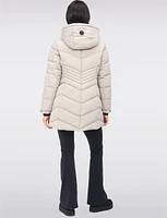 Long Vegan Polyloft® Chevron Quilted Puffer Coat with Detachable Hood by Snoboll