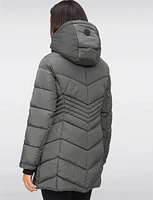 Long Vegan Polyloft® Chevron Quilted Puffer Coat with Detachable Hood by Snoboll