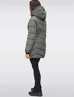 Long Vegan Polyloft® Chevron Quilted Puffer Coat with Detachable Hood by Snoboll