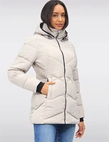 Flattering Cinched Waist Vegan Cire Eco-Down Detachable Hooded Parka by Snoboll