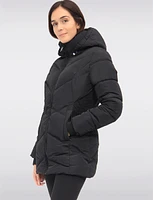 Flattering Cinched Waist Vegan Cire Eco-Down Detachable Hooded Parka by Snoboll