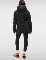 Flattering Cinched Waist Vegan Cire Eco-Down Detachable Hooded Parka by Snoboll