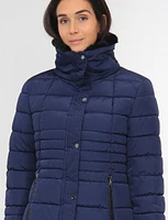 Cozy High Collar Vegan Quilted Cire Parka Jacket With Detachable Hood by Snoboll