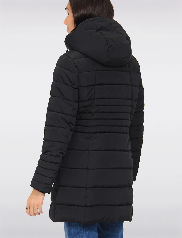 Cozy High Collar Vegan Quilted Cire Parka Jacket With Detachable Hood by Snoboll