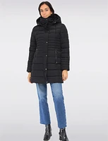 Cozy High Collar Vegan Quilted Cire Parka Jacket With Detachable Hood by Snoboll