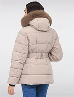 Eco-Down Puffer With Detachable Hood & Faux Fur Trim Vegan Parka by Snoboll