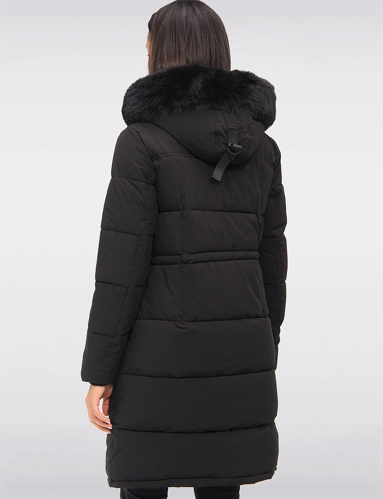 Slim Fit Polyloft® Puffer Jacket with Faux Fur Trim Hood Vegan Parka by Snoboll