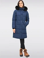 Slim Fit Polyloft® Puffer Jacket with Faux Fur Trim Hood Vegan Parka by Snoboll