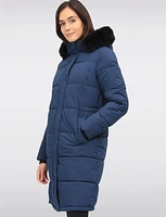 Slim Fit Polyloft® Puffer Jacket with Faux Fur Trim Hood Vegan Parka by Snoboll