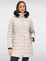 Vegan Eco-Down Puffer Coat With Detachable Hood & Faux Fur Trim by Snoboll