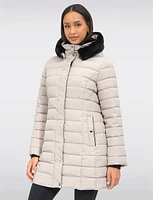 Vegan Eco-Down Puffer Coat With Detachable Hood & Faux Fur Trim by Snoboll