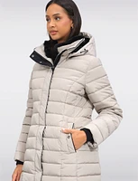 Vegan Eco-Down Puffer Coat With Detachable Hood & Faux Fur Trim by Snoboll