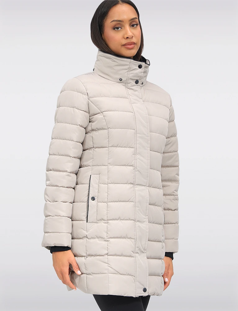 Vegan Eco-Down Puffer Coat With Detachable Hood & Faux Fur Trim by Snoboll