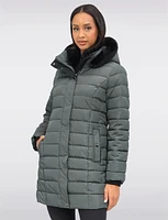 Vegan Eco-Down Puffer Coat With Detachable Hood & Faux Fur Trim by Snoboll