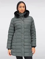 Vegan Eco-Down Puffer Coat With Detachable Hood & Faux Fur Trim by Snoboll