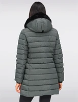 Vegan Eco-Down Puffer Coat With Detachable Hood & Faux Fur Trim by Snoboll