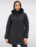 Vegan Eco-Down Puffer Coat With Detachable Hood & Faux Fur Trim by Snoboll