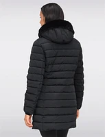 Vegan Eco-Down Puffer Coat With Detachable Hood & Faux Fur Trim by Snoboll