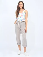 Pop Color Polka Dot Print Sleeveless V-Neck Knit Top By Froccella