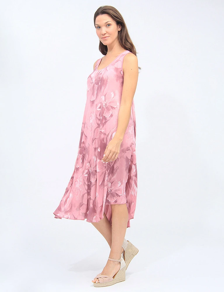 Sleeveless Round Neck Floral Print Midi Dress By Froccella