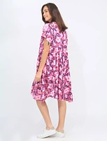 A-Line Short Sleeve Dress With Floral Print By Froccella