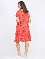 Paisley Print Short Sleeve Flowy Dress By Froccella