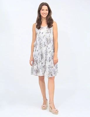 Sleeveless Cotton Floral Print Flowy Midi Dress By Froccella