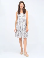 Sleeveless Cotton Floral Print Flowy Midi Dress By Froccella