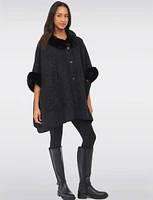 Luxe Faux Fur-Trimmed Cape for Effortless Elegance