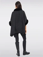 Luxe Faux Fur-Trimmed Cape for Effortless Elegance