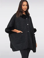 Luxe Faux Fur-Trimmed Cape for Effortless Elegance