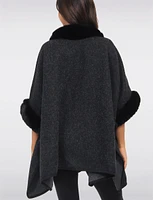 Luxe Faux Fur-Trimmed Cape for Effortless Elegance