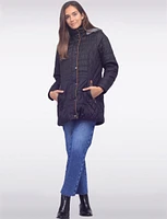 Water-Resistant Dual Quilt Hooded Lightweight Eco Down Puffer Jacket by Danwear